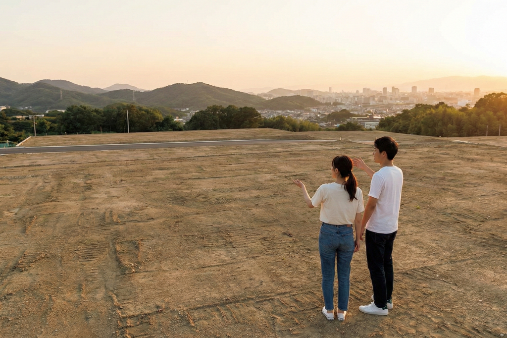 新しい土地で未来を語り合う夫婦